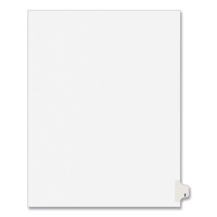 Preprinted Legal Exhibit Side Tab Index Dividers, Avery Style, 26-Tab, Z, 11 X 8.5, White, 25/pack, (1426)