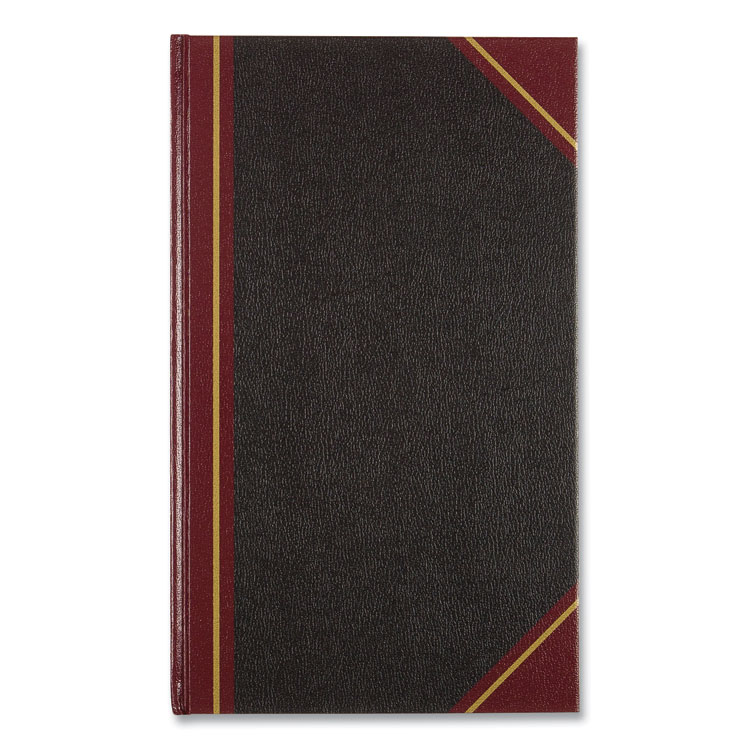 Texthide Eye-Ease Record Book, Black/burgundy/gold Cover, 14.25 X 8.75 Sheets, 300 Sheets/book