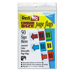 Removable Page Flags, Green/yellow/red/blue/orange, 10/color, 50/pack