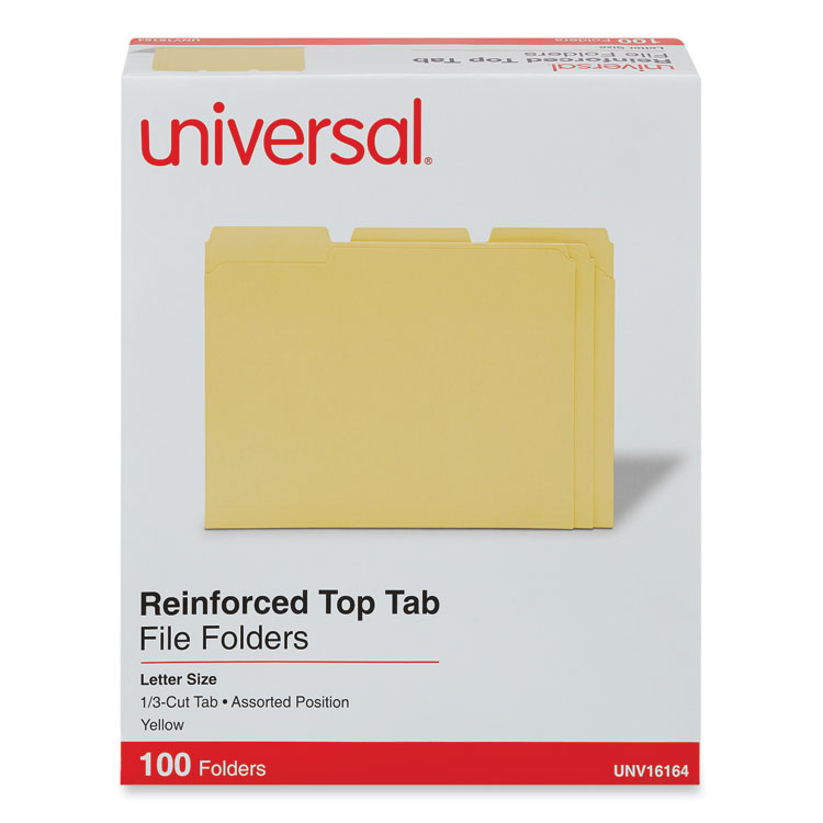 Reinforced Top-Tab File Folders, 1/3-Cut Tabs: Assorted, Letter Size, 1