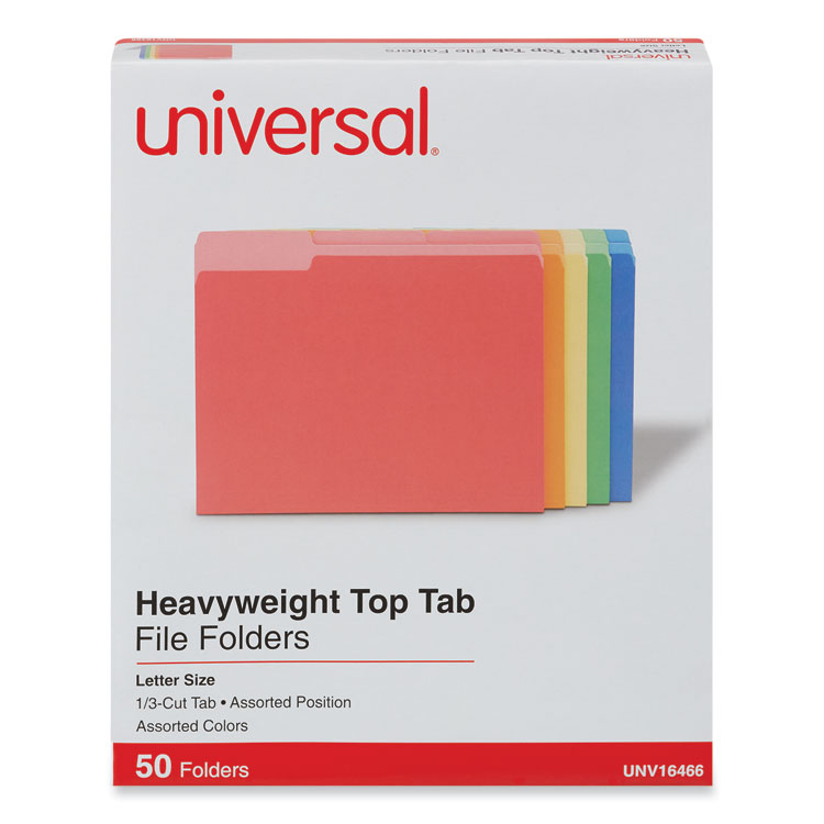 Deluxe Heavyweight File Folders, 1/3-Cut Tabs: Assorted, Letter Size, 0.75
