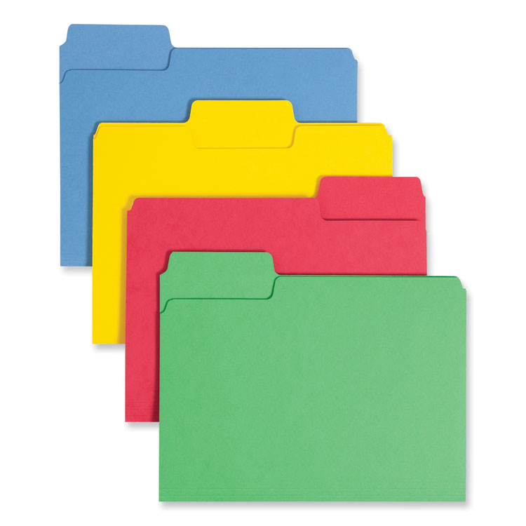SuperTab Colored File Folders, 1/3-Cut Tabs: Assorted, Letter Size, 0.75