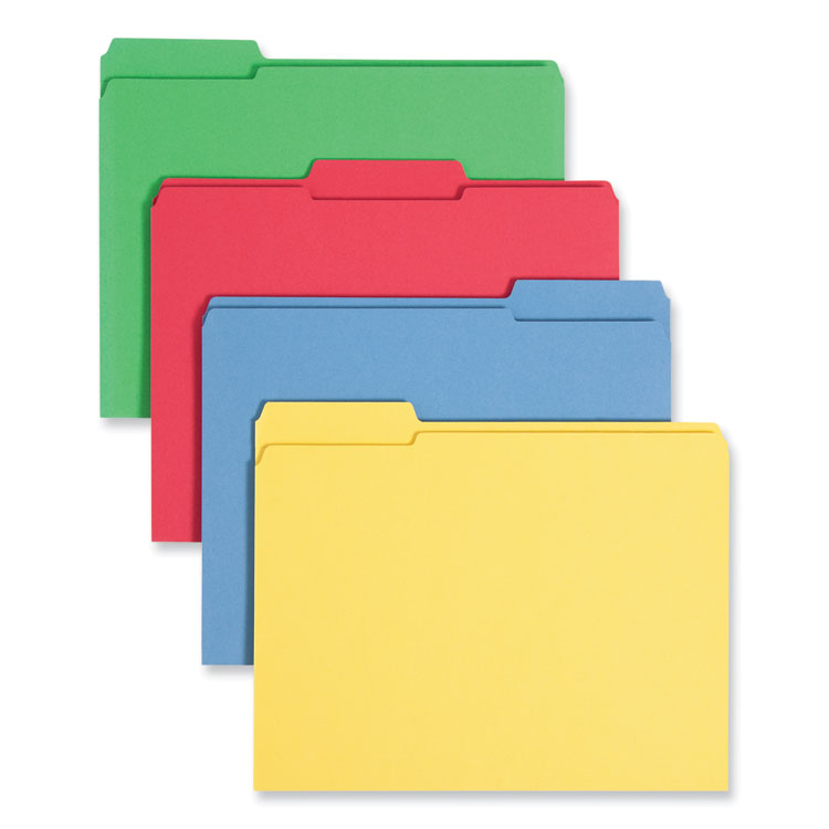 Reinforced Top Tab Colored File Folders, 1/3-Cut Tabs: Assorted, Letter Size, 0.75