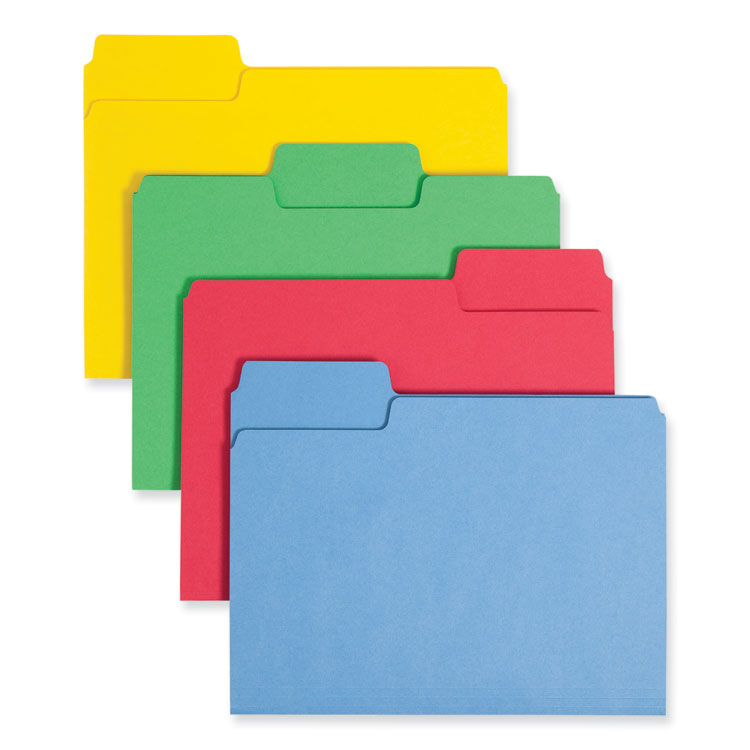 SuperTab Colored File Folders, 1/3-Cut Tabs: Assorted, Letter Size, 0.75