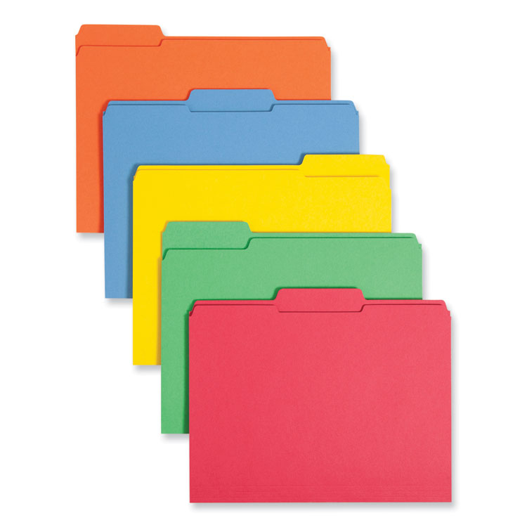 Reinforced Top Tab Colored File Folders, 1/3-Cut Tabs: Assorted, Letter Size, 0.75