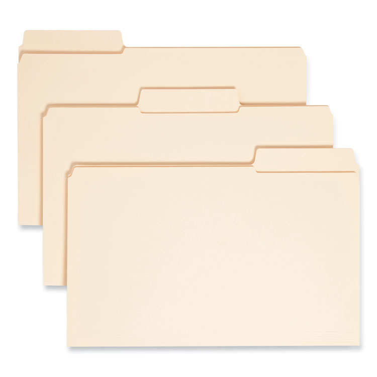 SuperTab Reinforced Guide Height Top Tab Folders, 1/3-Cut Tabs: Assorted, Legal Size, 0.75