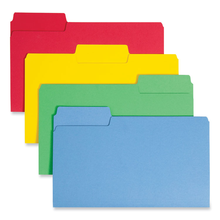 SuperTab Colored File Folders, 1/3-Cut Tabs: Assorted, Legal Size, 0.75