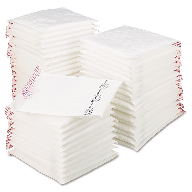 Jiffy TuffGard Extreme Self-Seal Mailer, #2, Barrier Bubble Air Cell Cushion, Self-Adhesive Closure, 8.5 x 12, White, 50/CT