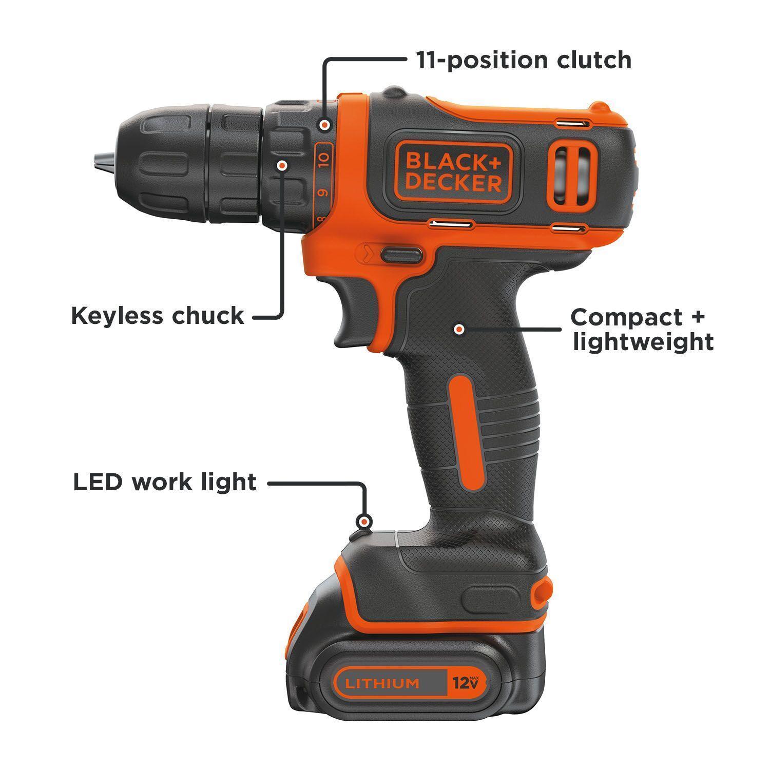 Black+Decker® DRILL/DRIVER CORDLESS BARE TOOL 3/8IN