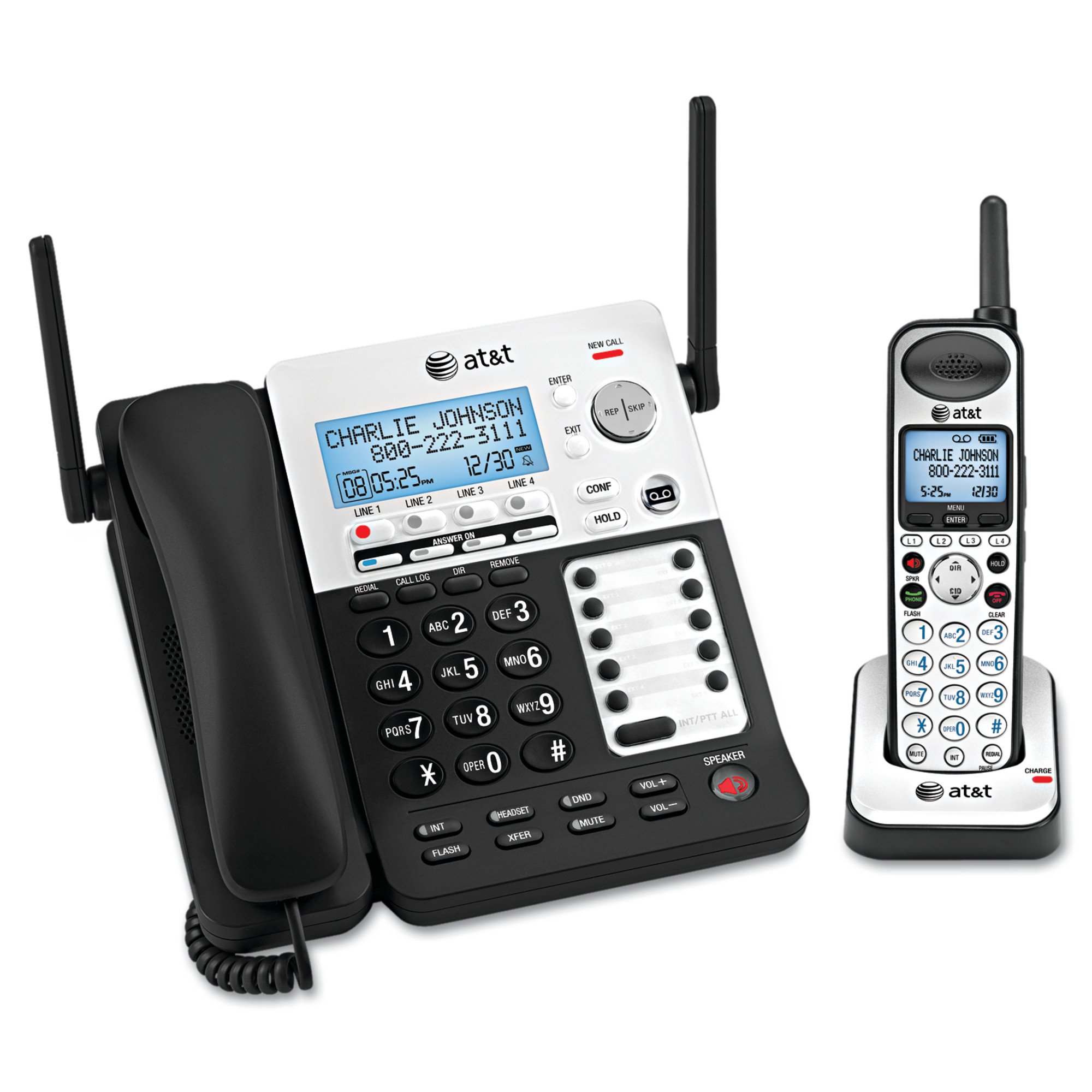 AT&,amp,T Cordless Phone System,4Line,Black/Silver