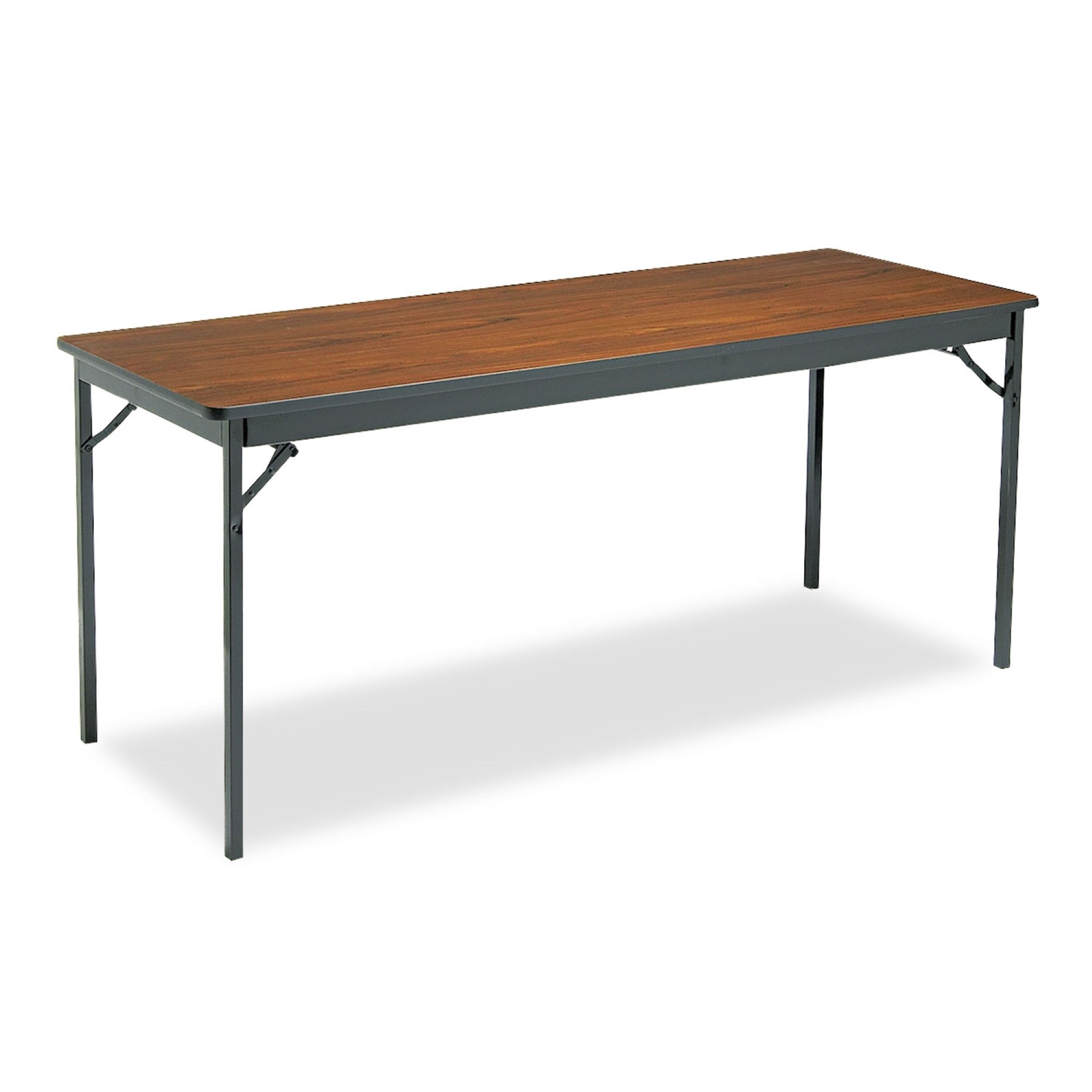 BARRICKS Table,Folding,24x72,Black/Walnut