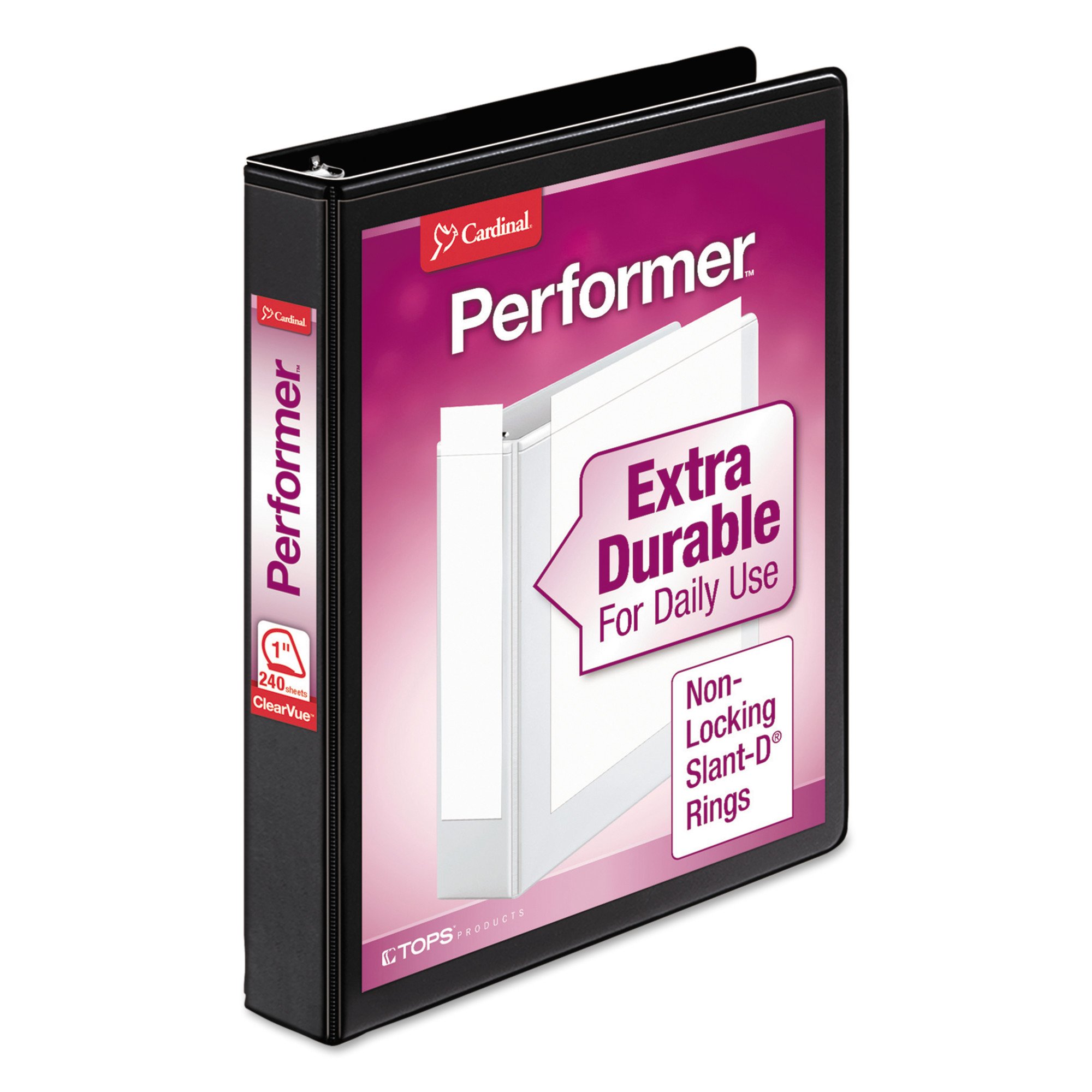 CARDINAL Binder,D-Ring,Clear View,1&,Black