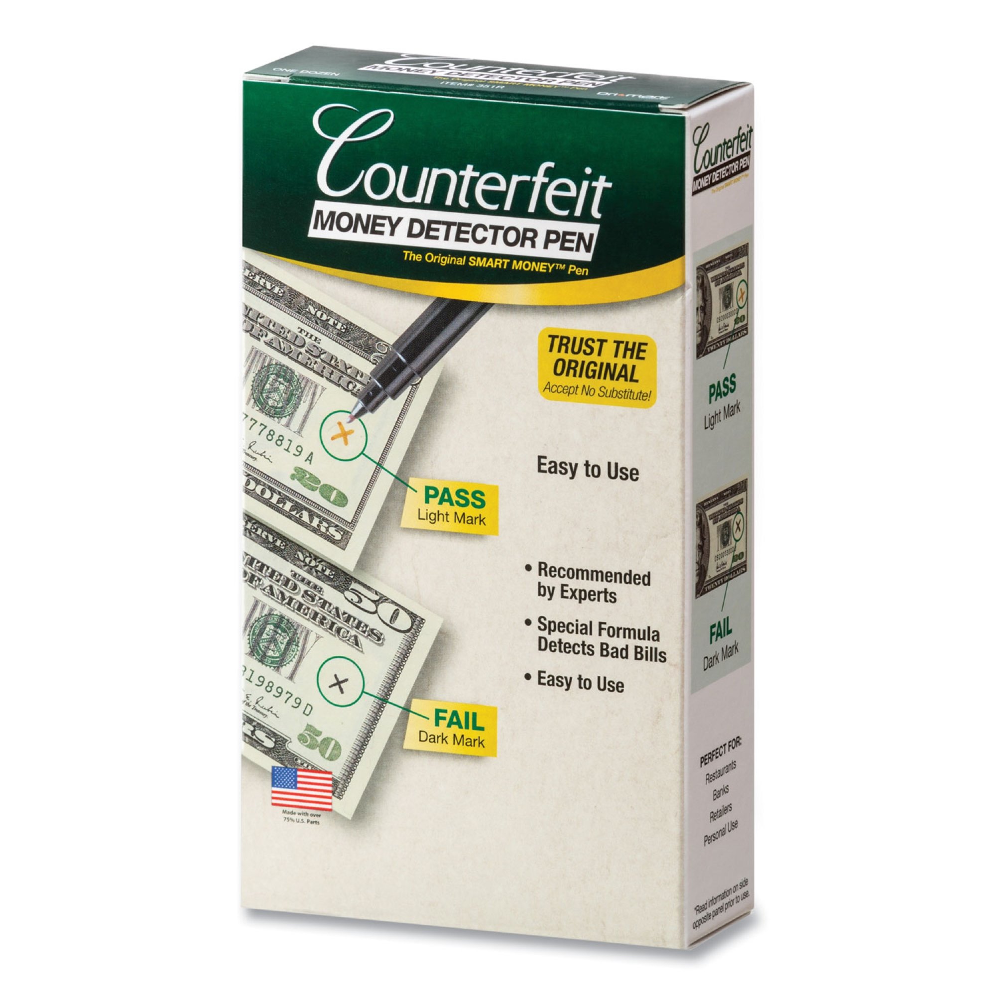DRI MARK Counterfeit Bill Detector Pen;U.S.;PK12