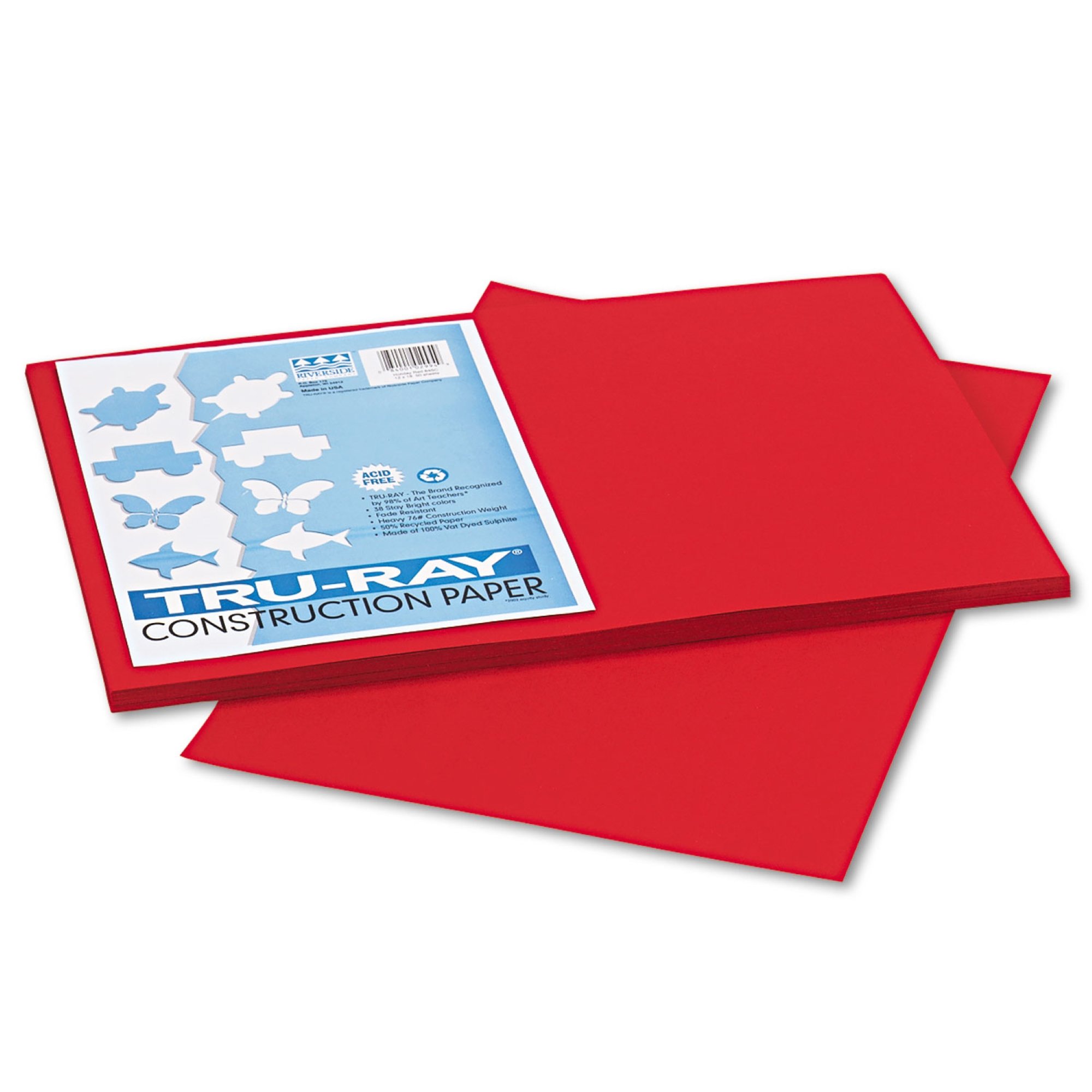 PACON Paper,Construction,12& x 18&,Red,PK50