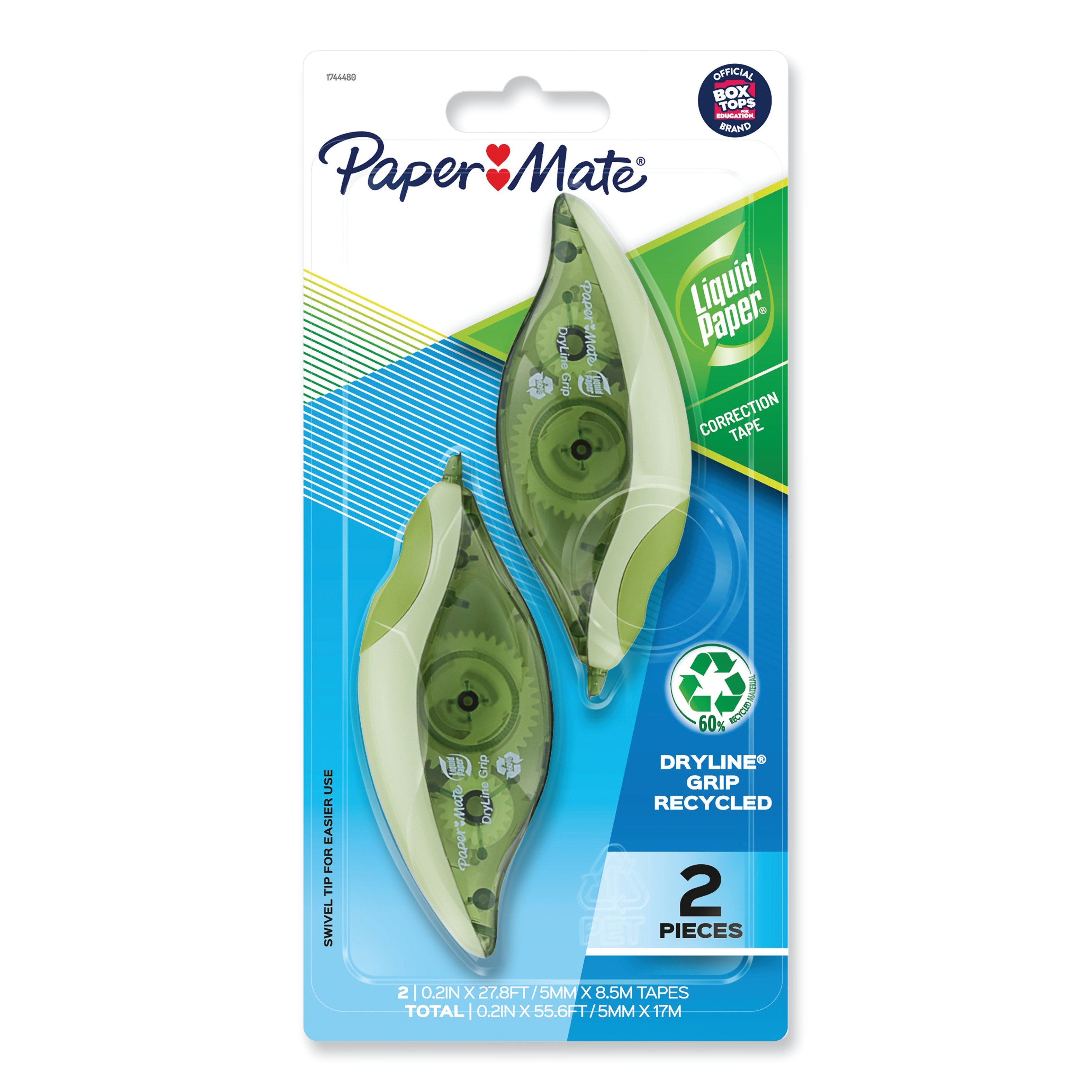 PAPER MATE DryLine Grip CorrectionTape1/5&x335&,PK2