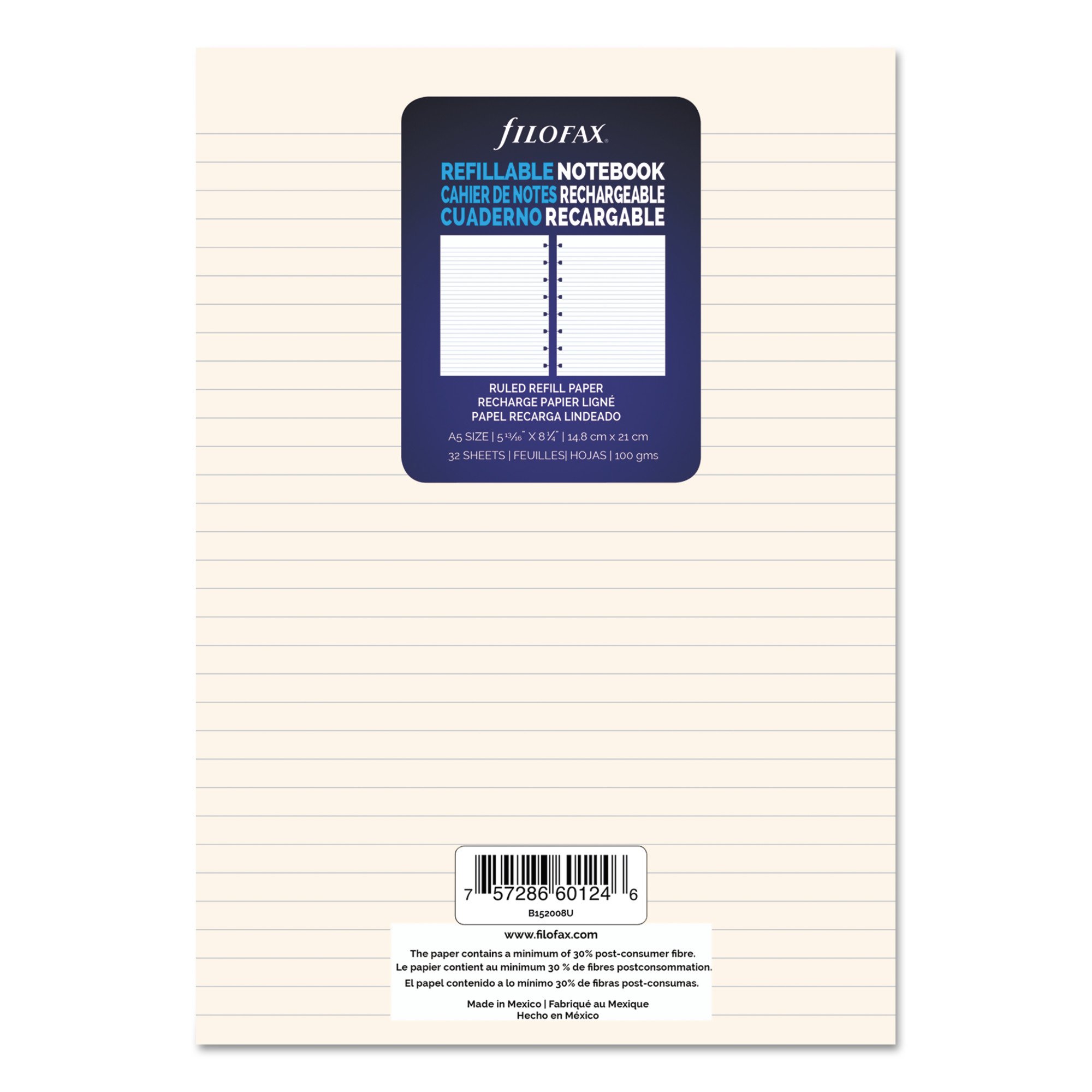 FILOFAX Notebook Refill,Ruled