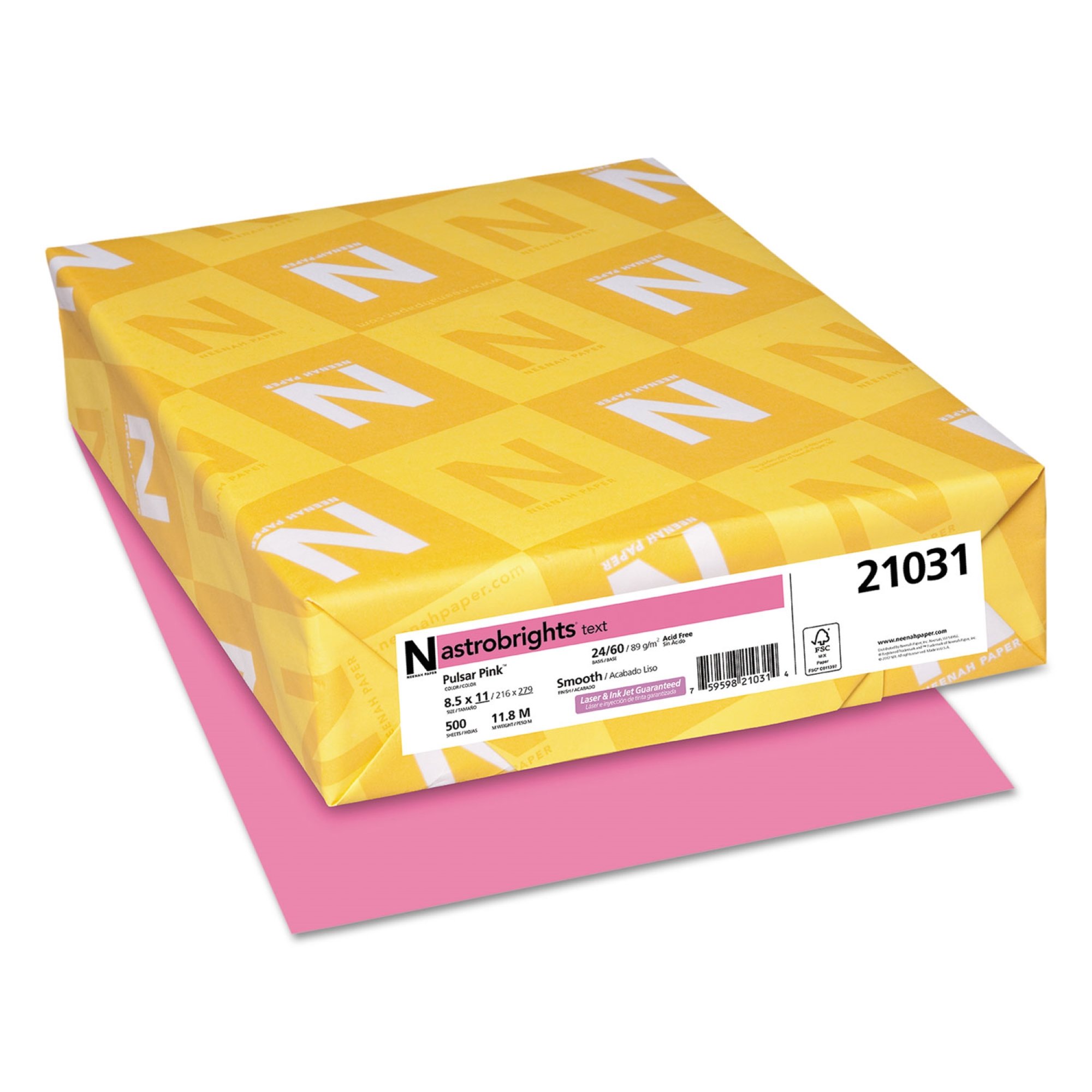 NEENAH PAPER ColoPaper,PulsarPink,500,PK500