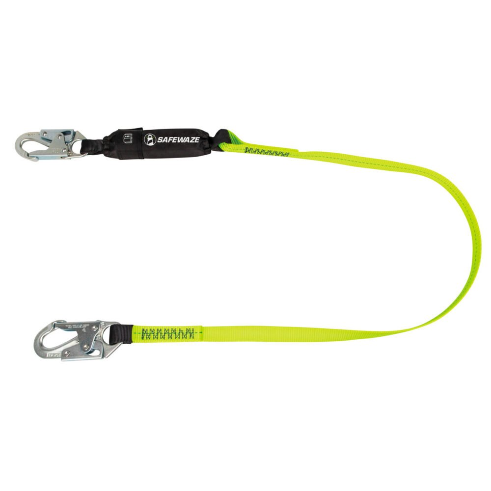 SAFEWAZE Shock Absorb Lanyrd,Dbl Snap Hooks,6 ft.