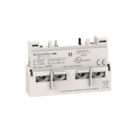 SCHNEIDER Auxiliary Contact Block; 1NO/1NC; 2.5 A