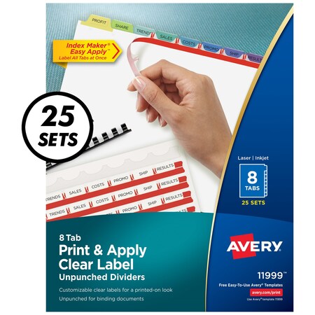AVERY Print and Apply Clear Label Unpunch,PK25