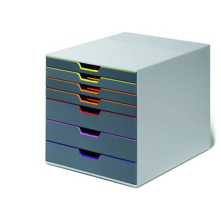 VARICOLOR Desk Storage,7 Drawer Box,Gray/Multi