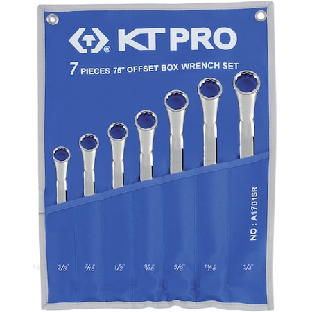 KT PRO TOOLS Offset (75 Degree) Box Wrench Set,7 Pie