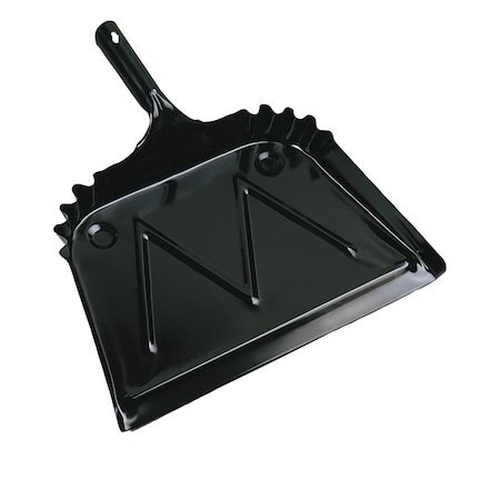 BOARDWALK Metal Dust Pan,12& Wide,2& Handle,Black