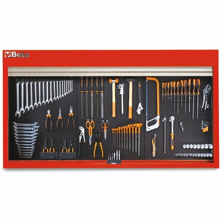 BETA Pegboard Wall Cabinet,37&x67&x6&,Red