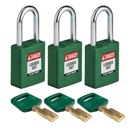 BRADY SAFEKEY Lockout Padlock Nylon Green 1.5& St