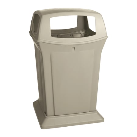 RANGER Trash Can;45 gal.;4-Way;Beige