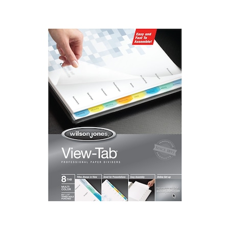 WILSON JONES Transparent Dividers,8Tab,Multi,Square