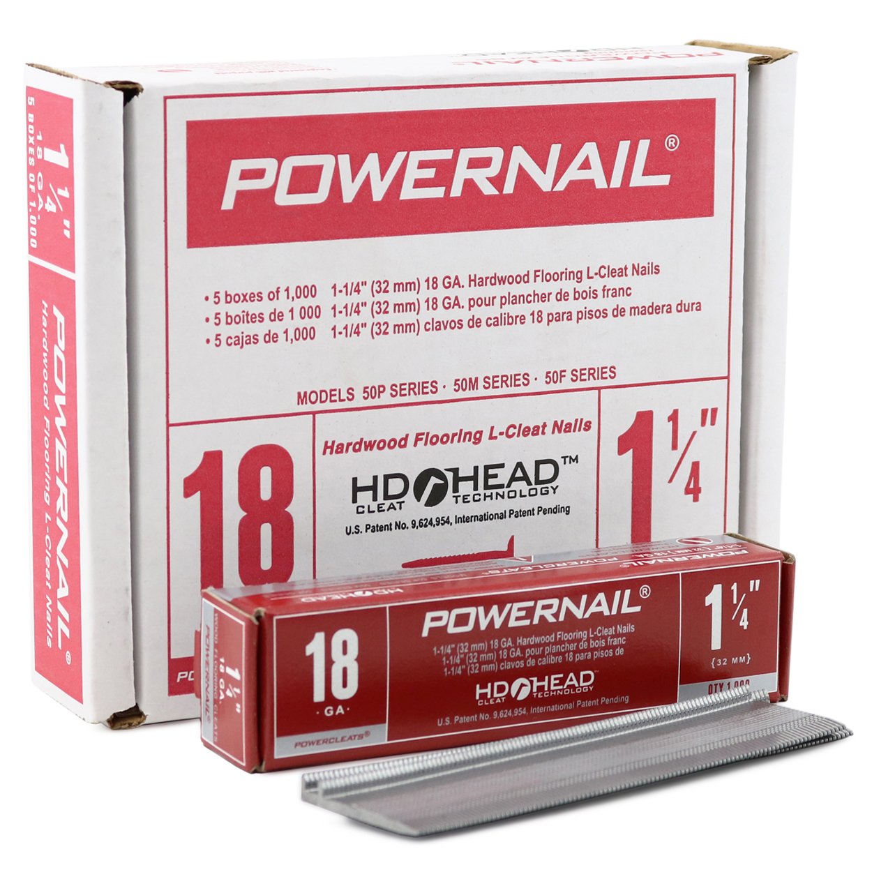 POWERNAIL Floor Nail,18 ga.,1-1/4&,L-Style,PK5000