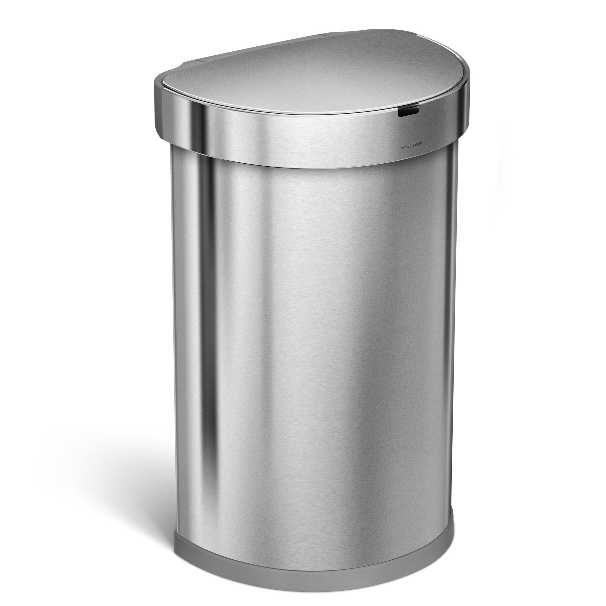SIMPLEHUMAN Trash Can;Metal;25 1/4 in H;Silver