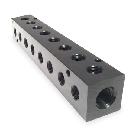 PNEUMADYNE Manifold,BLK,Alum,8Outlets,7.38&L