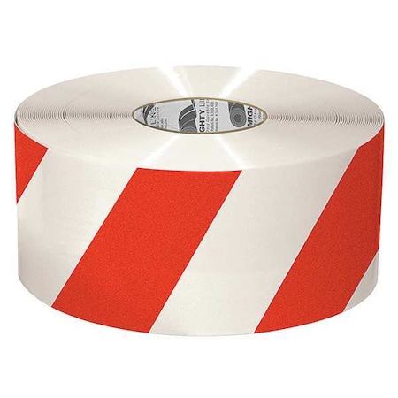 MIGHTY LINE Floor Tape,Red/White,6 inx100 ft,Roll
