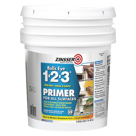 ZINSSER Water-Based Primer Sealer,Flat,Wht,5 Gal