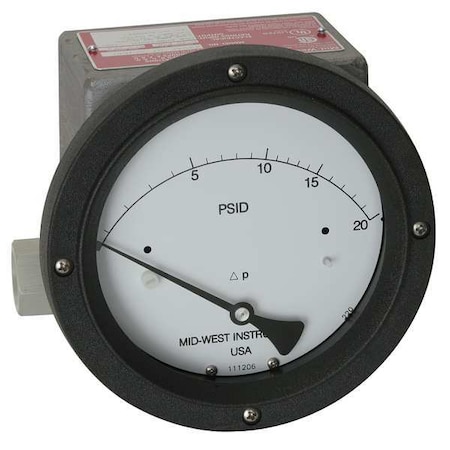 MIDWEST INSTRUMENT Pressure Gauge,0 to 5 psi