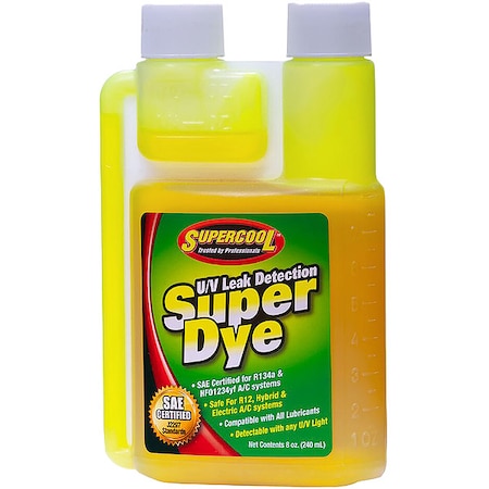 SUPERCOOL UV Leak Detection Dye,Green,Size 8 oz.