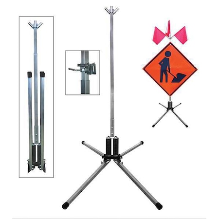 DICKE Sign Stand,Aluminum,84 in Maximum Mast H