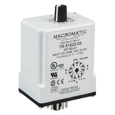 MACROMATIC SinFunTimeDelayRelay, 12VDC, 8Pins