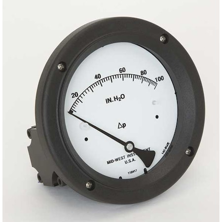 MIDWEST INSTRUMENT Pressure Gauge,0 to 100 In H2O