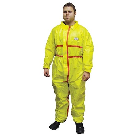 CHEMSPLASH Collared Coverall;Elastic;Yellow;L;PK6
