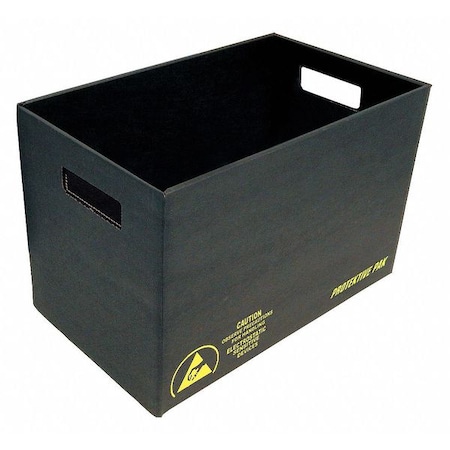 PROTEKTIVE PAK ESD Conductive Bin;Black;Solid;Cardboard