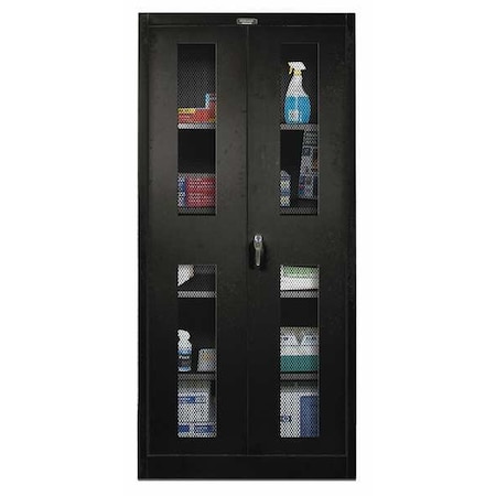 HALLOWELL Storage Cabinet;72&quot;x36&quot;x24&quot;;Black;4Shlv