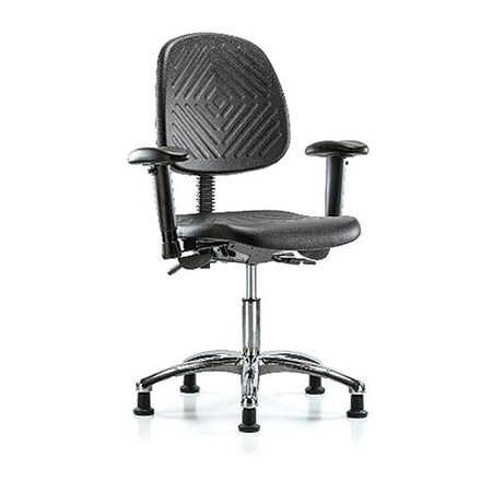 BLUE RIDGE ERGONOMICS Desk Chair,Med,Poly,Bk Chrm,AA,Glides