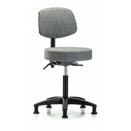 BLUE RIDGE ERGONOMICS Bench Stool;Med;Fab;Bk;Tilt;Glides;Gry