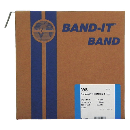 BAND-IT Band, Gcs, 5/8 X 0.030 X 100 RL/100Ft