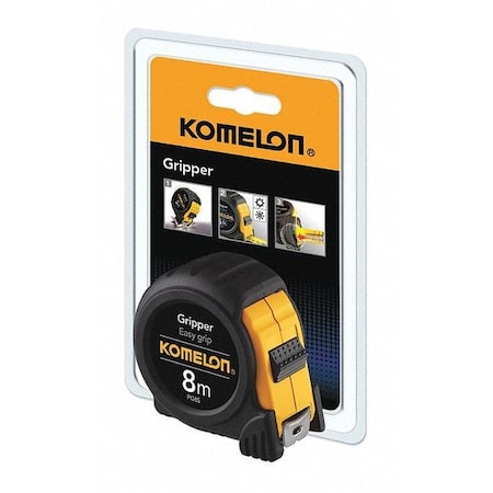KOMELON Tape Measure,Black,Metric,8m x 25mm
