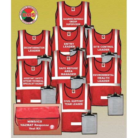 DISASTER MANAGEMENT SYSTEMS Safety Vest,Red,Hazmat,Universal