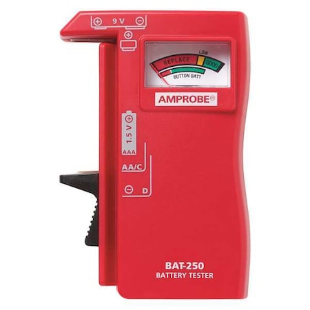 AMPROBE Battery Tester; 1.5to9 VDC; Analog